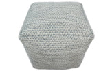Modern Ivory and Gray Handwoven Viscose Pouf