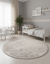 Modern Lace Border Beige Hand Tufted 5x5 Wool Area Rug