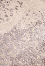 Modern Lace Border Beige Hand Tufted 5x5 Wool Area Rug