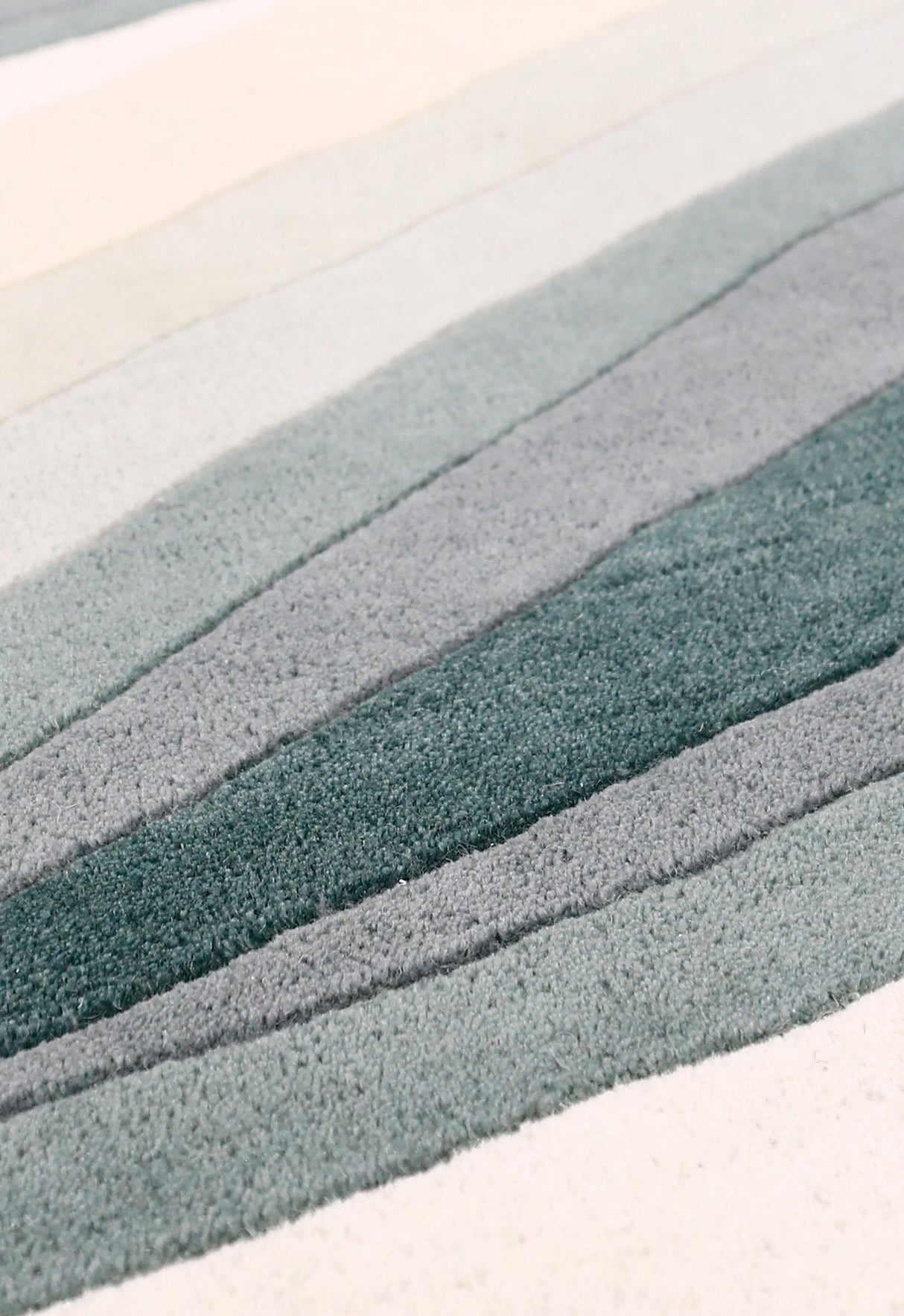 Modern Layered Pattern Green Hand Tufted 5x8 Wool Rug