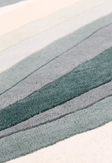 Modern Layered Pattern Green Hand Tufted 5x8 Wool Rug