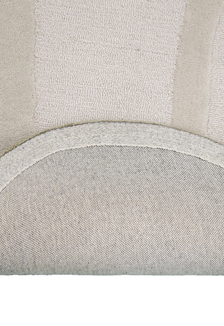 Modern Layered Pattern Ivory Hand Tufted 5x7 Wool Rug
