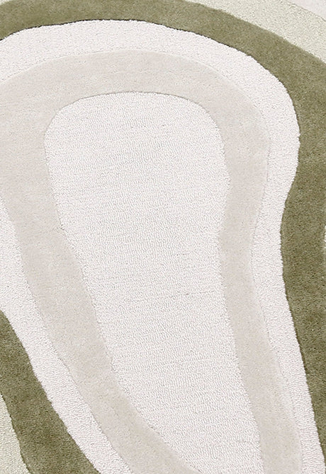 Modern Layered Pattern Ivory Hand Tufted 5x7 Wool Rug