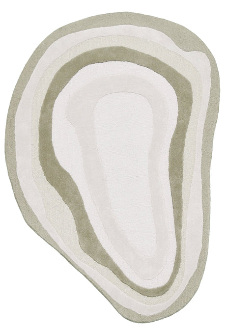 Modern Layered Pattern Ivory Hand Tufted 5x7 Wool Rug