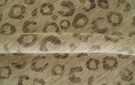 Modern leopard Design Hand knotted Camel and Taupe Custom Made wool area rug