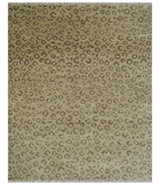 Modern leopard Design Hand knotted Camel and Taupe Custom Made wool area rug