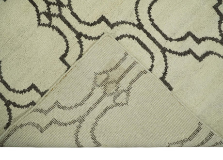 Modern Moroccan Trellis 6x8 Ivory and Brown Natural Farmhouse Wool Hand Woven Rug