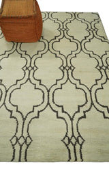 Modern Moroccan Trellis 6x8 Ivory and Brown Natural Farmhouse Wool Hand Woven Rug