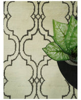 Modern Moroccan Trellis 6x8 Ivory and Brown Natural Farmhouse Wool Hand Woven Rug