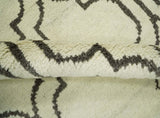 Modern Moroccan Trellis 6x8 Ivory and Brown Natural Farmhouse Wool Hand Woven Rug