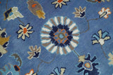 Modern Oushak Blue and Beige Hand Tufted Wool Area Rug