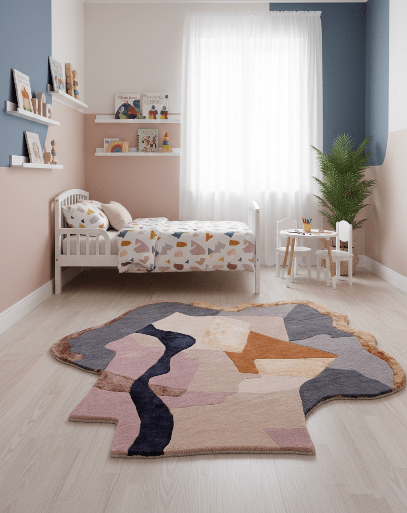 Modern Patch Mosaic Multicolor Hand Tufted 6x6 Wool Rug
