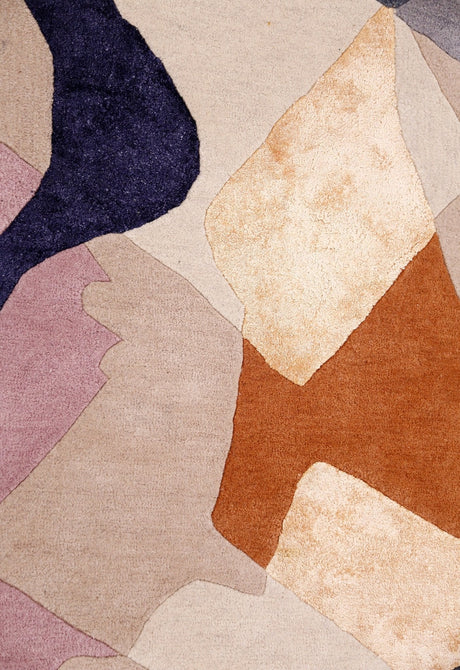 Modern Patch Mosaic Multicolor Hand Tufted 6x6 Wool Rug