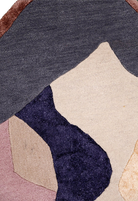 Modern Patch Mosaic Multicolor Hand Tufted 6x6 Wool Rug