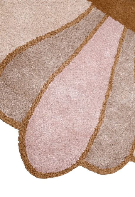 Modern Petal Camel Hand Tufted 5x8 Wool Area Rug