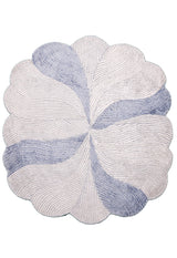 Modern Petal Ivory Hand Tufted 5x5 Wool Area Rug