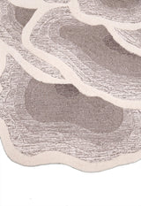 Modern Petal Layers Ivory Hand Tufted 6x8 Wool Area Rug