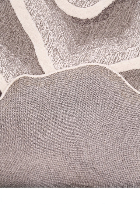 Modern Petal Layers Ivory Hand Tufted 6x8 Wool Area Rug