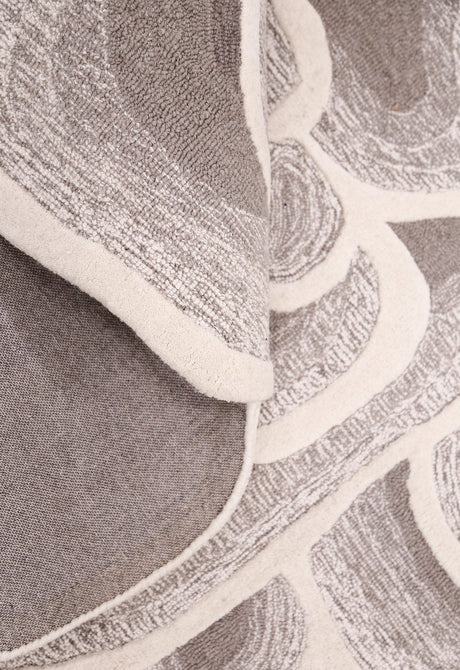 Modern Petal Layers Ivory Hand Tufted 6x8 Wool Area Rug
