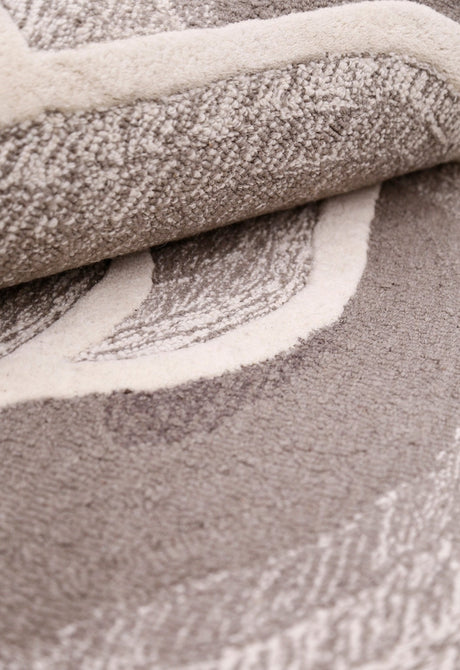Modern Petal Layers Ivory Hand Tufted 6x8 Wool Area Rug