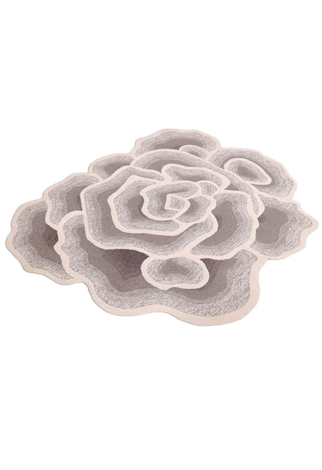 Modern Petal Layers Ivory Hand Tufted 6x8 Wool Area Rug