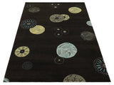 Modern Premium look Dark Brown 5x8 Hand loom Wool and Art Silk Area Rug-Area Rug-Parc Decor