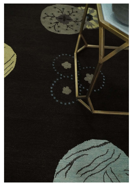 Modern Premium look Dark Brown 5x8 Hand loom Wool and Art Silk Area Rug-Area Rug-Parc Decor