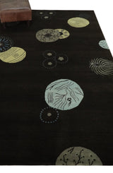 Modern Premium look Dark Brown 5x8 Hand loom Wool and Art Silk Area Rug-Area Rug-Parc Decor