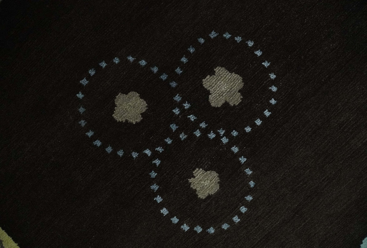 Modern Premium look Dark Brown 5x8 Hand loom Wool and Art Silk Area Rug-Area Rug-Parc Decor