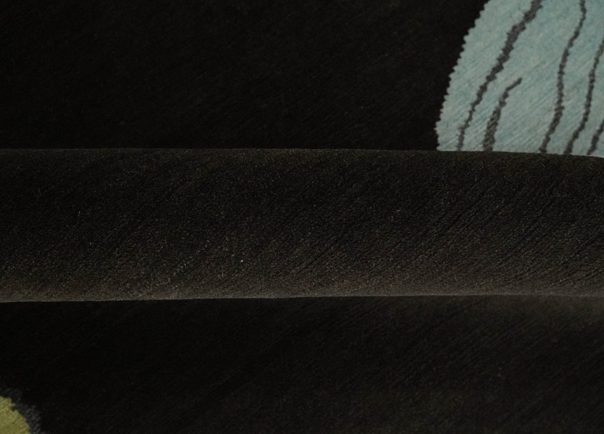 Modern Premium look Dark Brown 5x8 Hand loom Wool and Art Silk Area Rug-Area Rug-Parc Decor