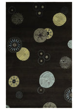 Modern Premium look Dark Brown 5x8 Hand loom Wool and Art Silk Area Rug-Area Rug-Parc Decor