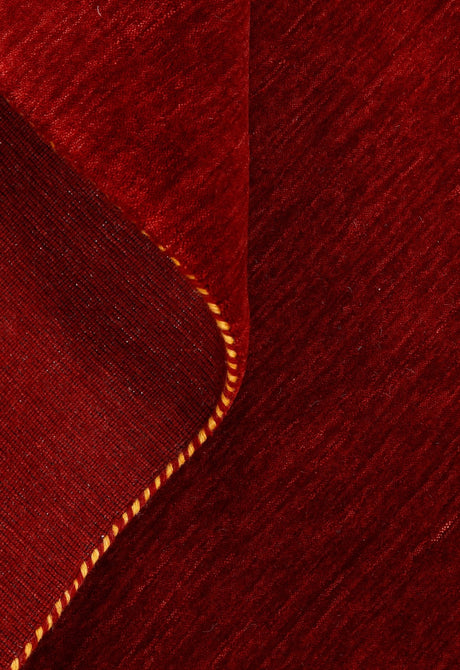 Modern Red Solid Design Hand Loomed Wool Area Rug