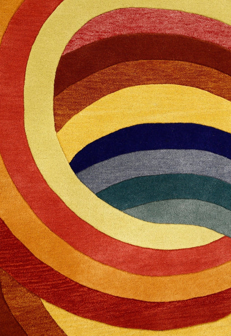 Modern Rings Golden Hand Tufted 5x7 Wool Area Rug