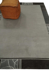 Modern Scandinavian 6x8 Silver and Charcoal Wool Hand Woven Area Rug