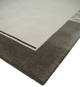 Modern Scandinavian 6x8 Silver and Charcoal Wool Hand Woven Area Rug