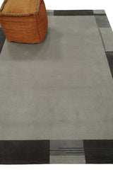 Modern Scandinavian 6x8 Silver and Gray Wool Hand Woven Area Rug