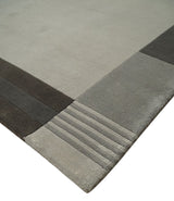 Modern Scandinavian 6x8 Silver and Gray Wool Hand Woven Area Rug