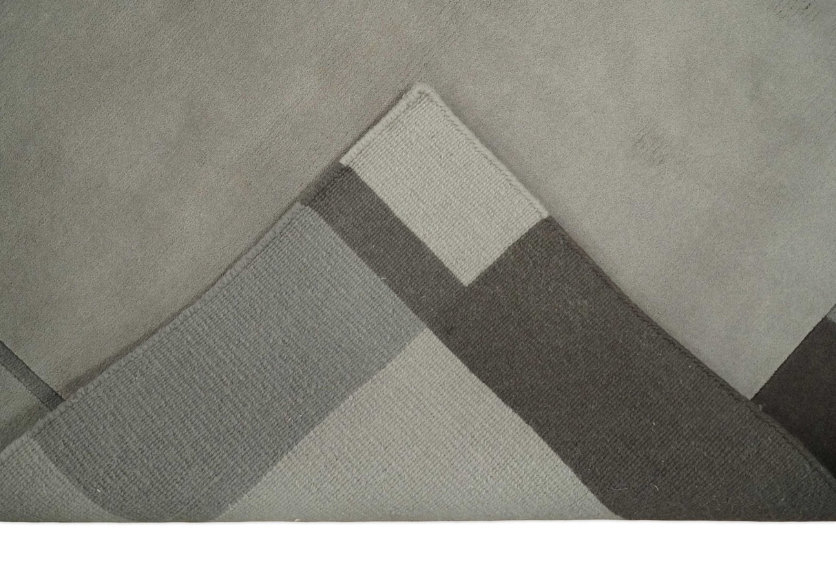 Modern Scandinavian 6x8 Silver and Gray Wool Hand Woven Area Rug