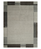 Modern Scandinavian 6x8 Silver and Gray Wool Hand Woven Area Rug