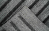 Modern Scandinavian Stripes Style 5x7 Silver and Gray Wool Hand Woven Area Rug