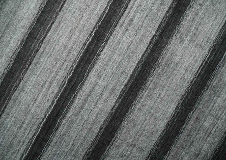 Modern Scandinavian Stripes Style 5x7 Silver and Gray Wool Hand Woven Area Rug