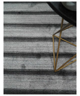 Modern Scandinavian Stripes Style 5x7 Silver and Gray Wool Hand Woven Area Rug
