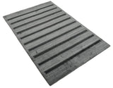 Modern Scandinavian Stripes Style 5x7 Silver and Gray Wool Hand Woven Area Rug