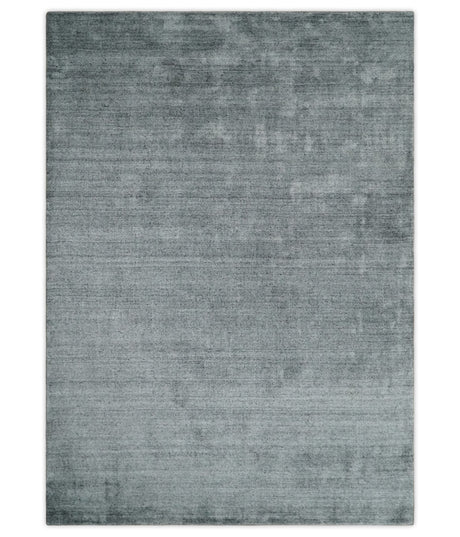 Modern Shaded Silver 5x7 Blended Wool Hand Woven Area Rug