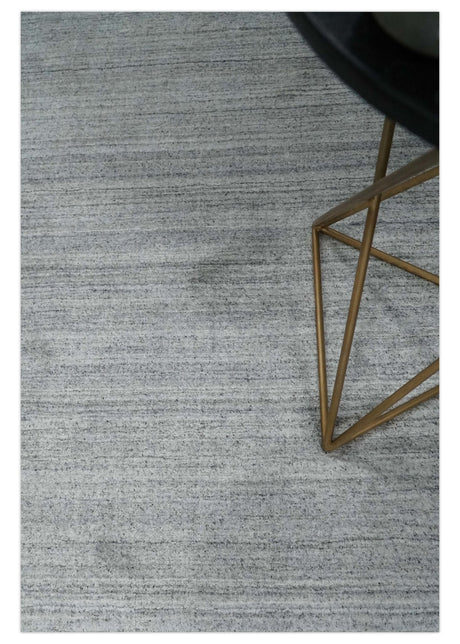 Modern Shaded Silver Gray 5x7 Blended Bamboo Silk Flatwoven Area Rug