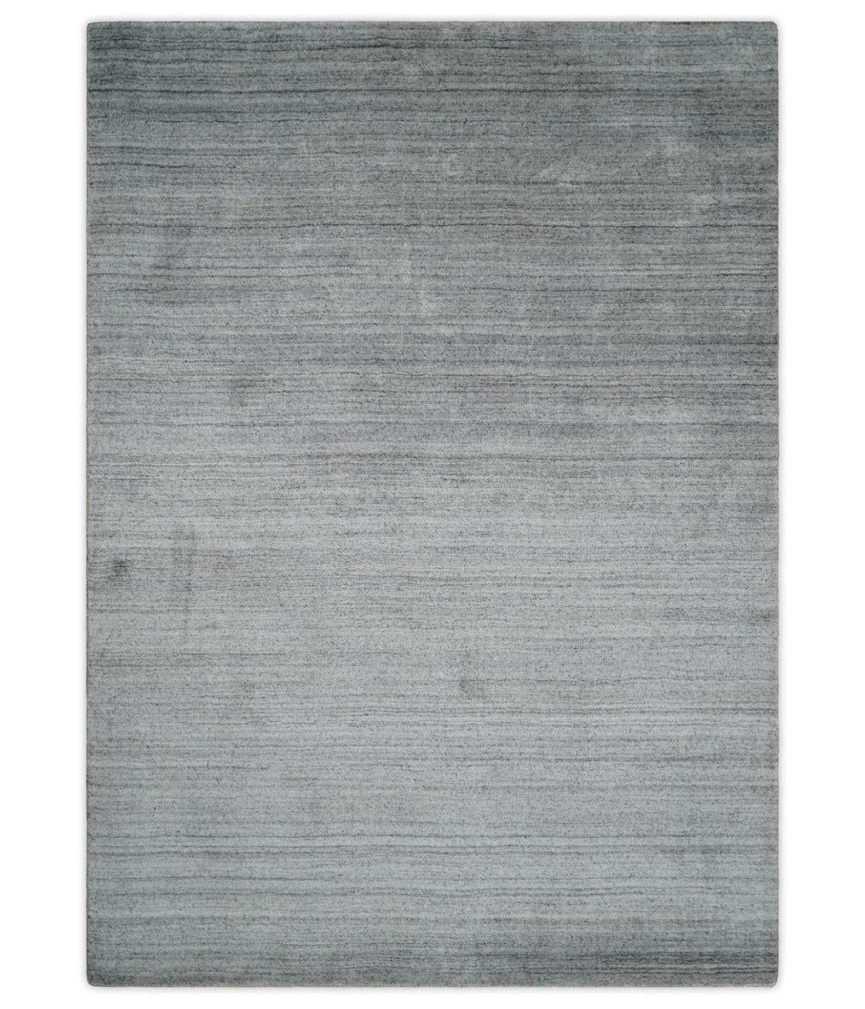 Modern Shaded Silver Gray 5x7 Blended Bamboo Silk Flatwoven Area Rug