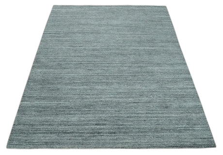Modern Shaded Solid Handloom Silver, Charcoal and Gray 8x10 Contemporary Wool Area Rug | TRD10283810S