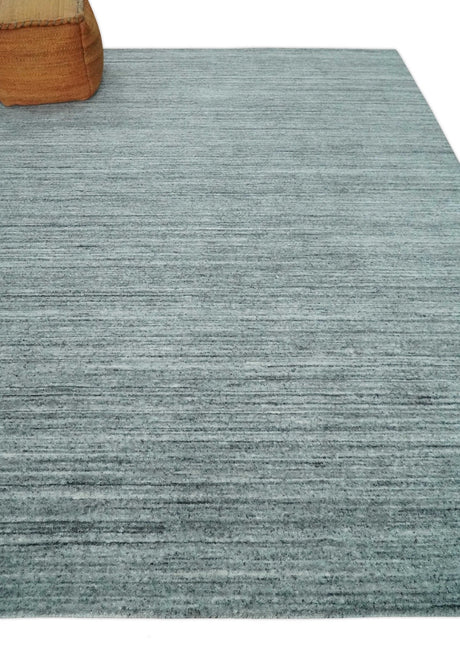 Modern Shaded Solid Handloom Silver, Charcoal and Gray 8x10 Contemporary Wool Area Rug | TRD10283810S