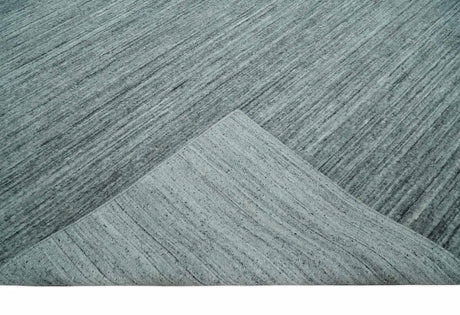 Modern Shaded Solid Handloom Silver, Charcoal and Gray 8x10 Contemporary Wool Area Rug | TRD10283810S
