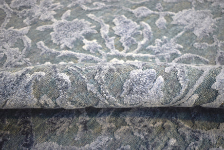 Modern Silver And Gray Hand Knotted Bamboo Silk 8x10 Area Rug